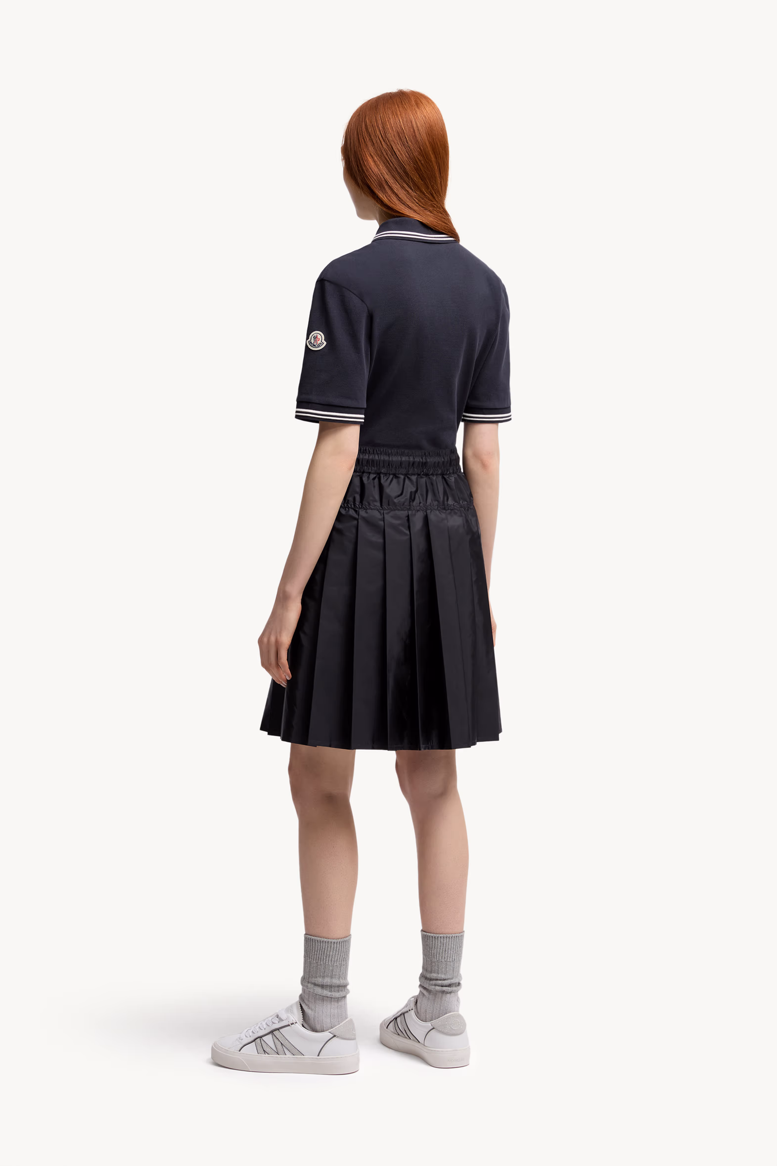 Cotton Piquet Polo Shirt Dress Women Navy Blue Moncler 5
